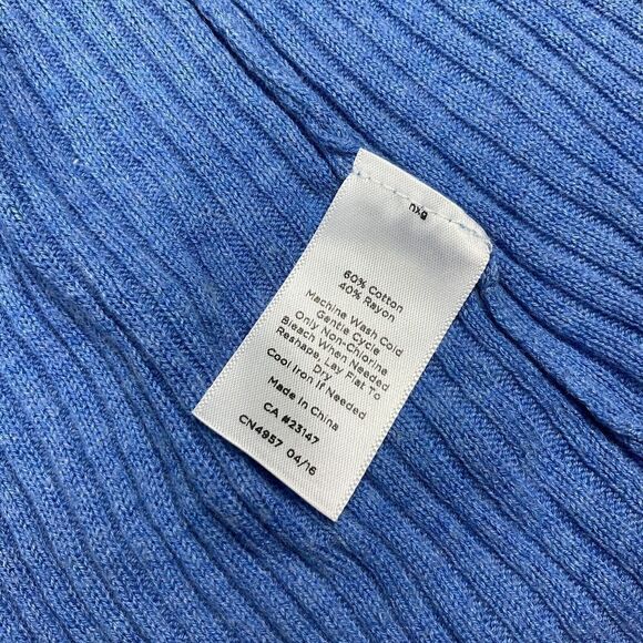 Talbots Womens 3/4 Sleeve Cardigan Blue Ribbed Knit Open Front Sweater SMALL - Picture 5 of 9